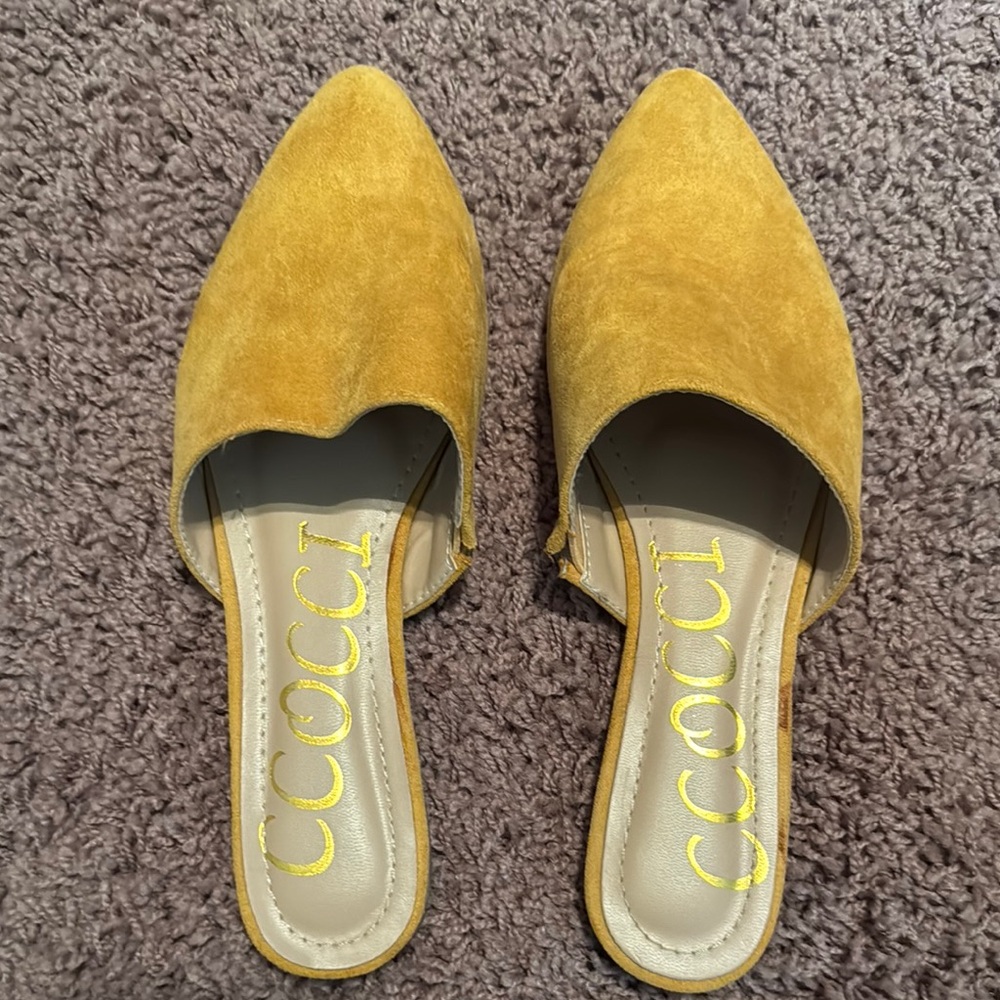 Ccocci Yellow Mules Sleek Suede Slip-On